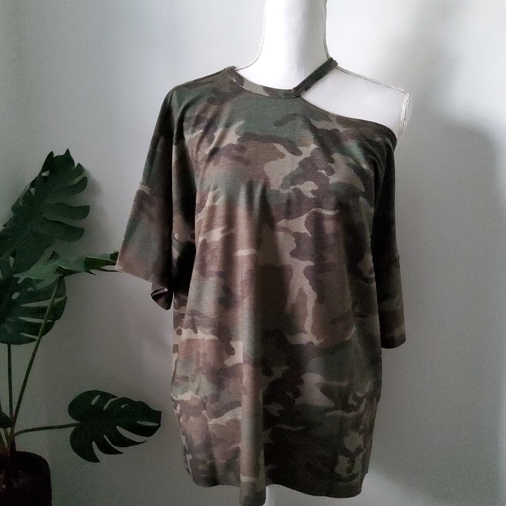 Fantastic Fawn Asymmetrical Camo Tee